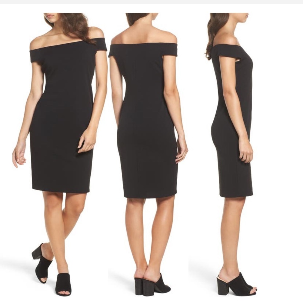 Eliza J Off the Should Black Dress